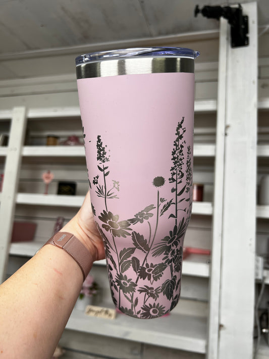 Floral Engraved 40oz Tumbler