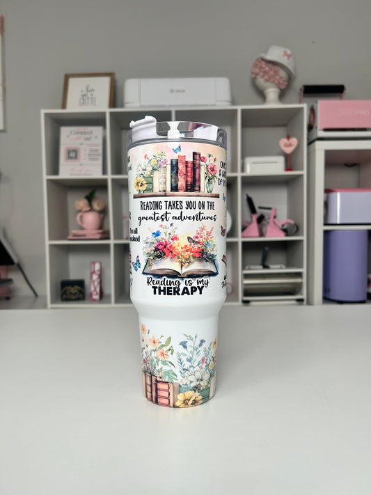 Book Lover 40oz tumbler, Books quencher, Bookish 40oz custom tumbler