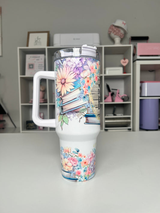 Easily Distracted By Books 40oz tumbler, Books quencher, Bookish 40oz custom tumbler
