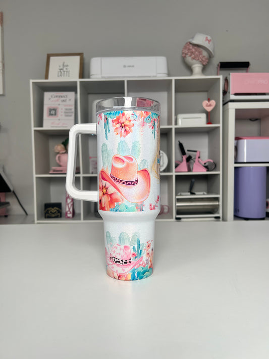 Cowgirl Hat 40oz tumbler, Cowgirl quencher, Cowgirl Hat 40oz custom tumbler