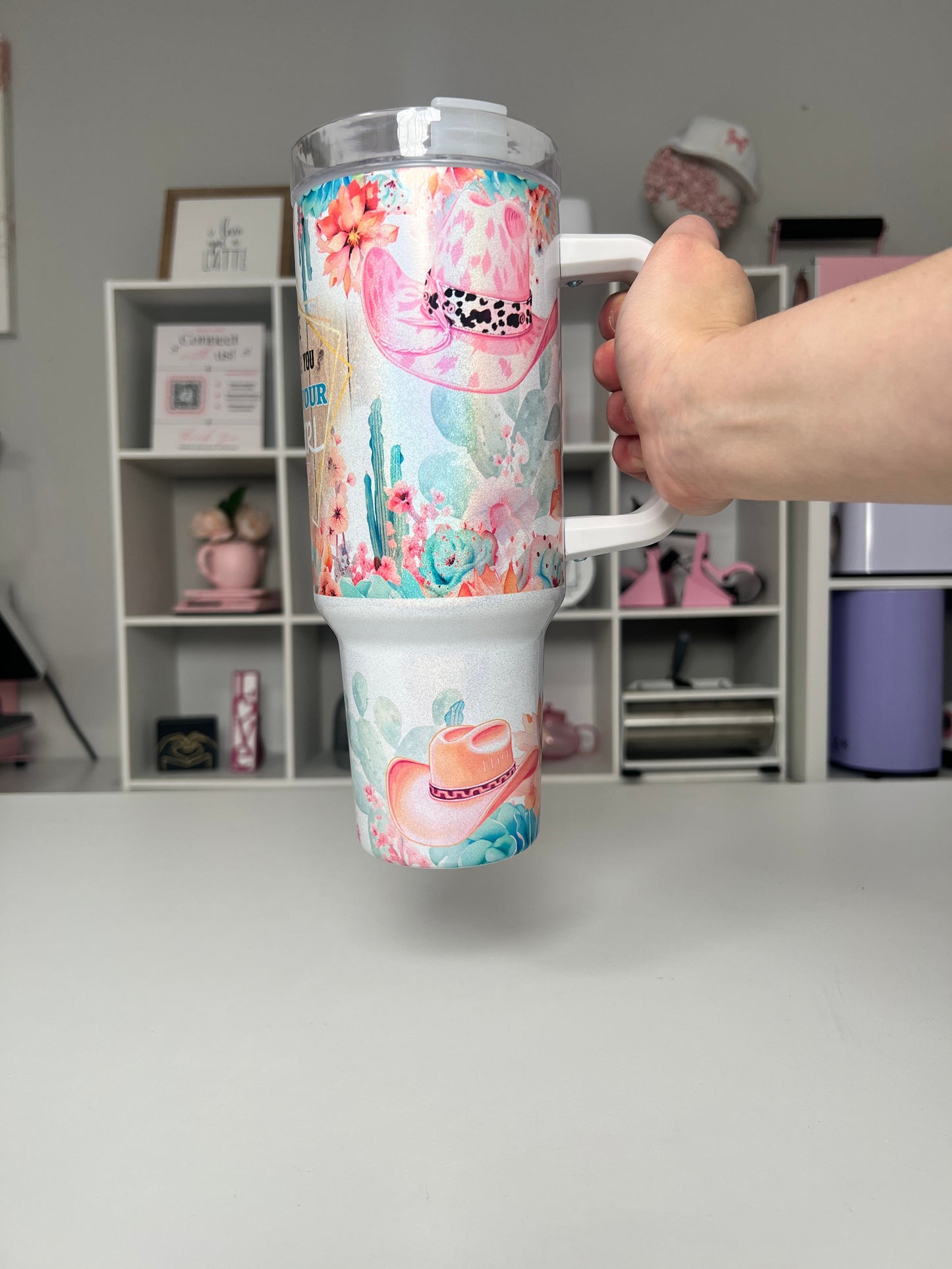 Cowgirl Hat 40oz tumbler, Cowgirl quencher, Cowgirl Hat 40oz custom tumbler