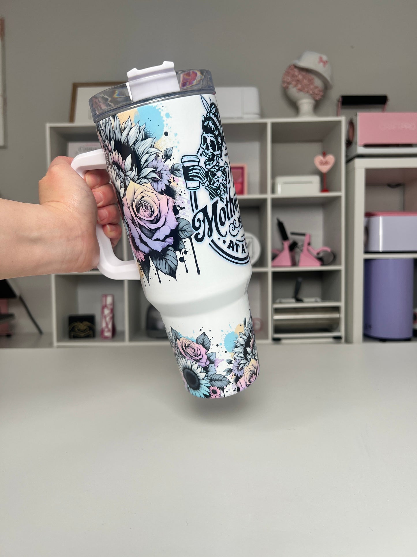 Motherhood 40oz tumbler, Mom quencher, Meltdown 40oz custom tumbler