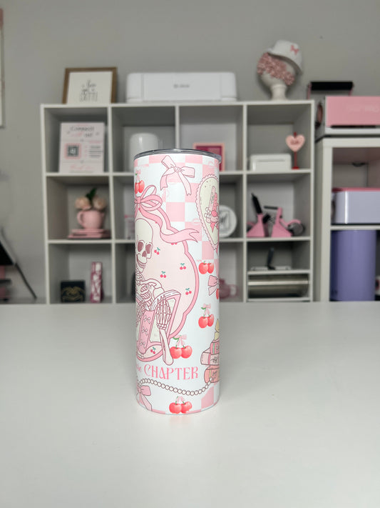 Coquette One More Chapter 20oz tumbler, Book Lover quencher, Book 20oz custom tumbler