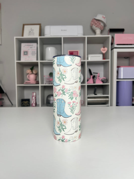 Cowgirl Boot 20oz tumbler, Cowgirl Vibes quencher, Boot 20oz custom tumbler