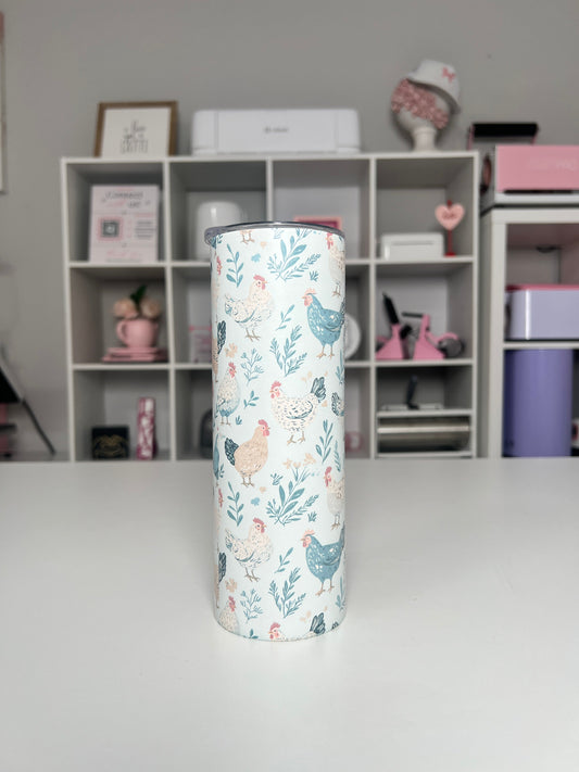 Cottage Chickens 20oz tumbler, Chickens quencher, Chicken Lover 20oz custom tumbler