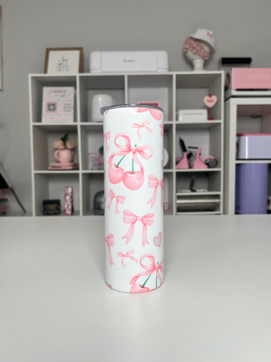Coquette 20oz tumbler, Bows quencher, Cherries 20oz custom tumbler