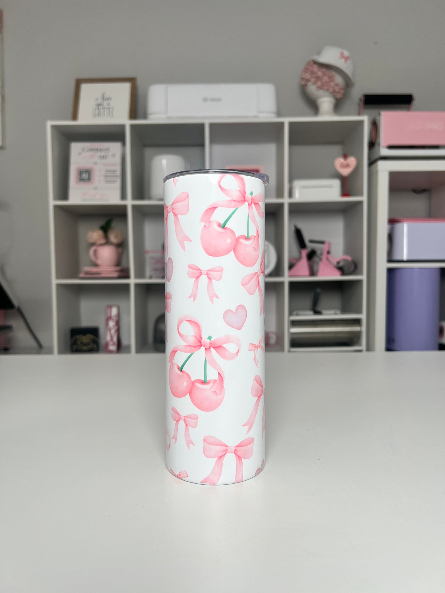 Coquette 20oz tumbler, Bows quencher, Cherries 20oz custom tumbler