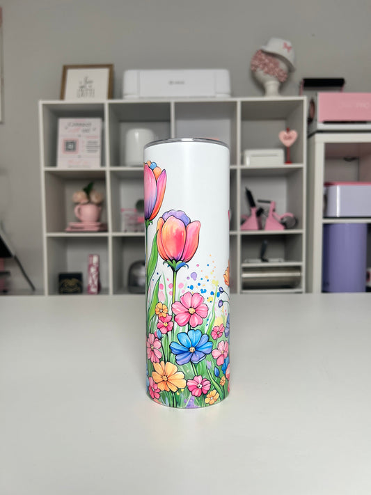 Colorful Tulips 20oz tumbler, Tulips quencher, Colorful 20oz custom tumbler
