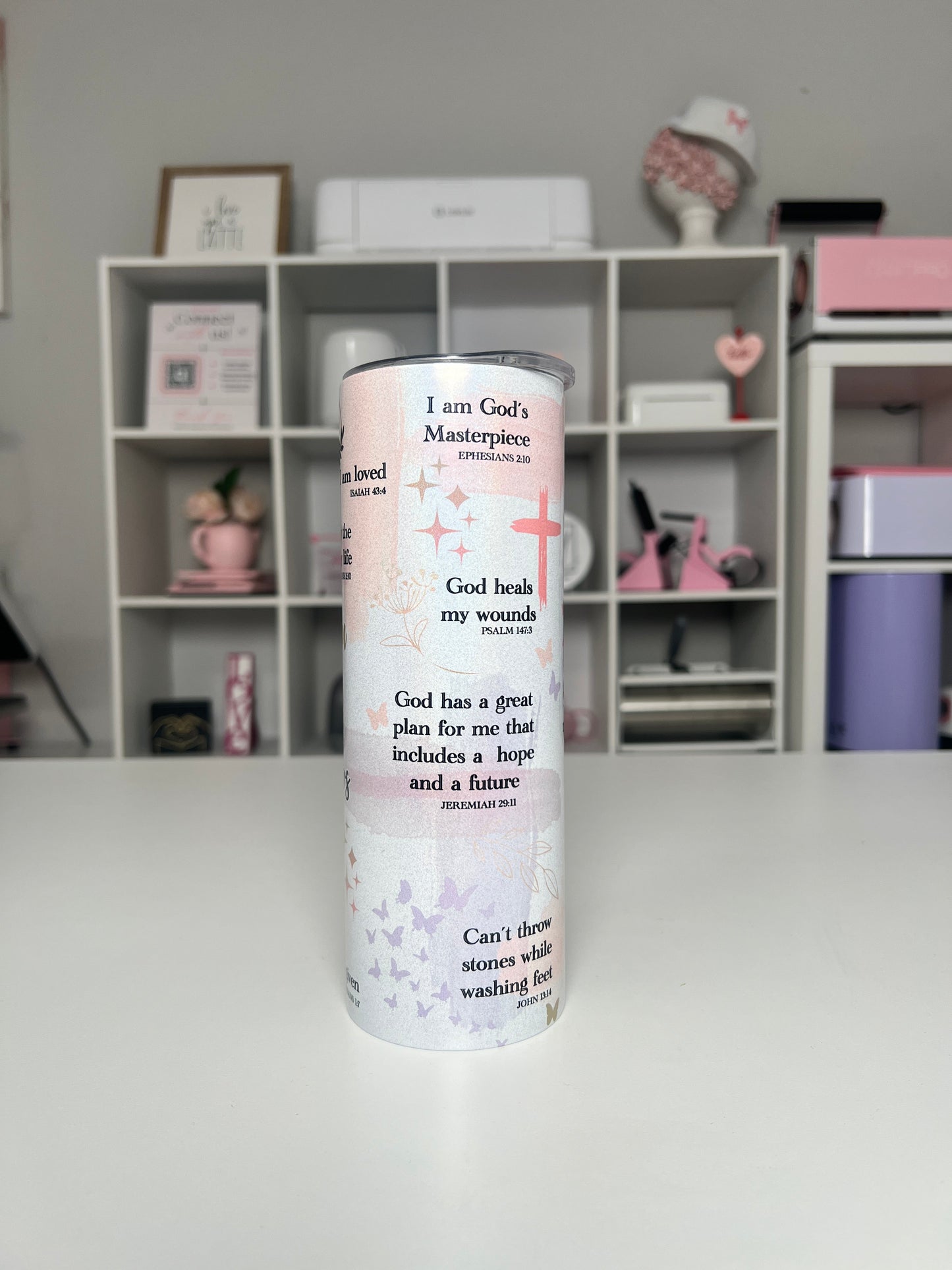 Faith 20oz tumbler, Affirmations quencher, Christian 20oz custom tumbler