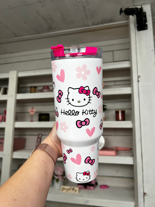 Hot Pink Kitty 40oz tumbler