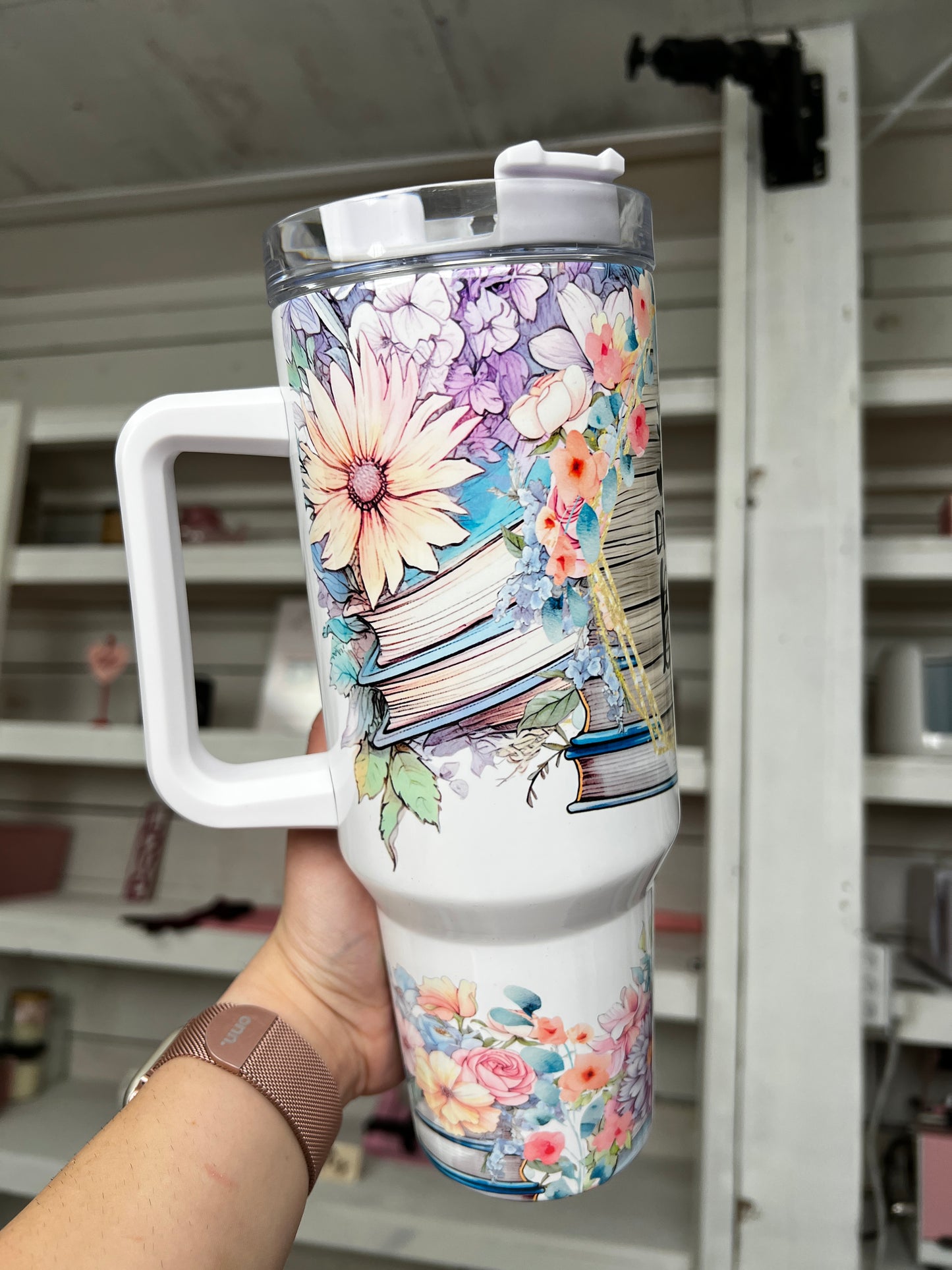 Easily Distracted By Books 40oz tumbler, Bookish quencher, Books Tumbler