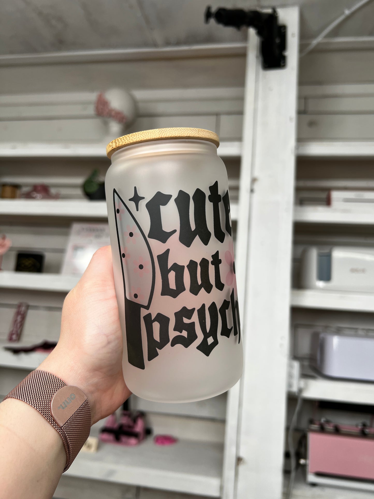 Cute But Psycho 16oz Glass