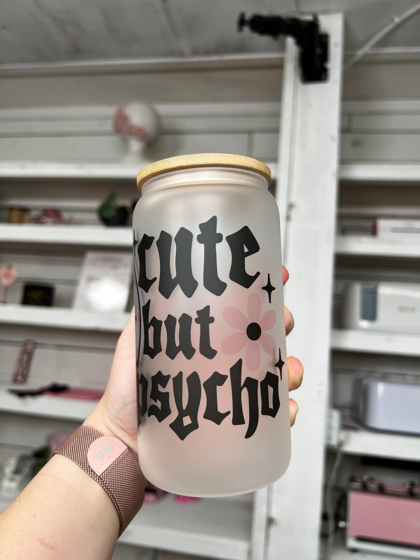 Cute But Psycho 16oz Glass