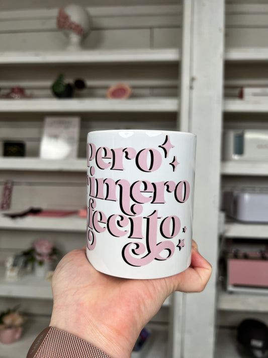 Pero Primero Cafecito Pink 11oz Ceramic Mug