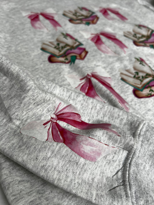 Bows & Books Gray Medium Sweater