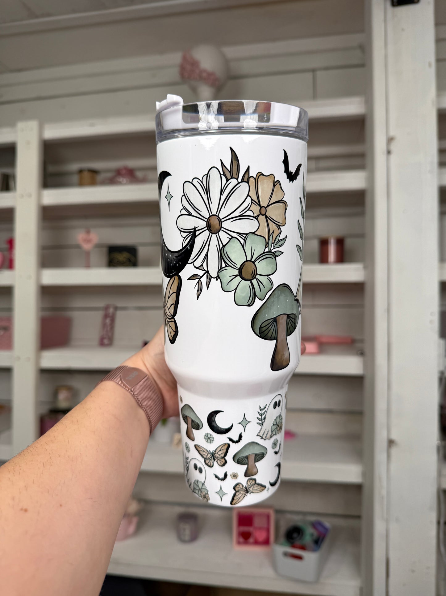 Boho Ghostie Oopsie 40oz tumbler, Retro Ghost quencher, Ghostie tumbler