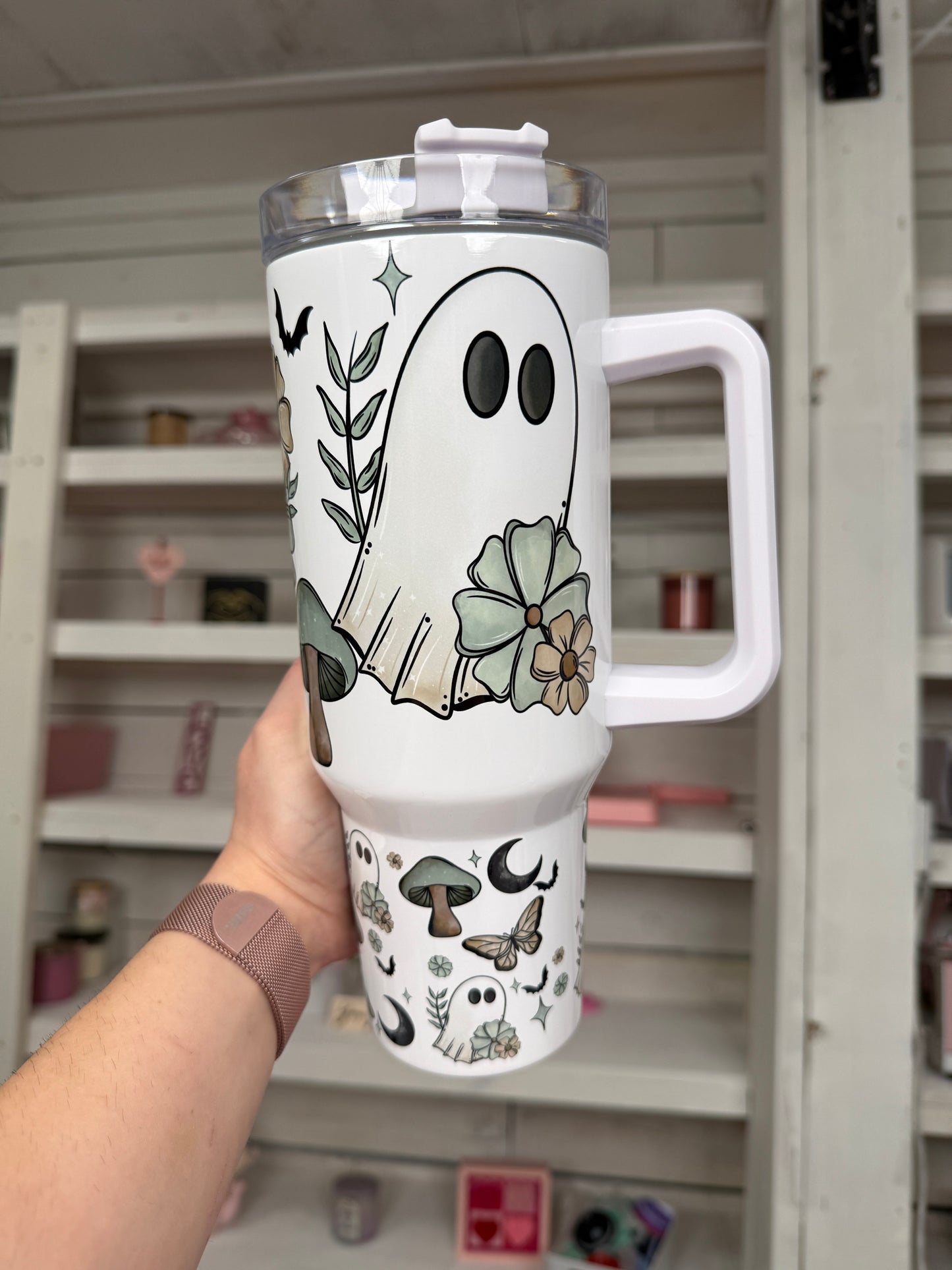 Boho Ghostie Oopsie 40oz tumbler, Retro Ghost quencher, Ghostie tumbler