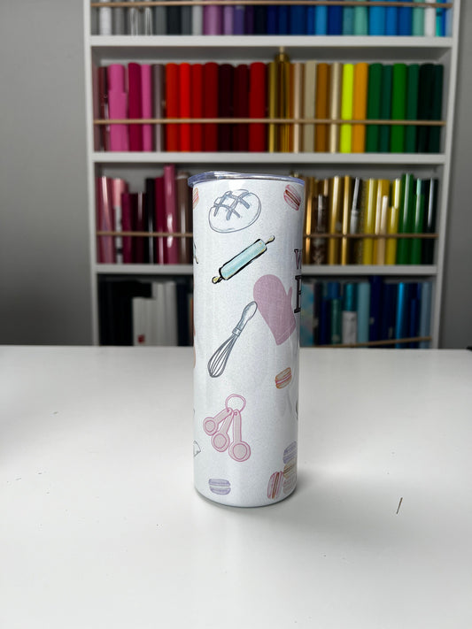 Life is what you bake it 20oz tumbler, Baker Lover tumbler, Baking Tools custom stainless tumbler