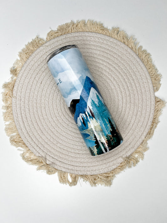 Adventure 20oz tumbler, Mountain custom tumbler, Compass custom stainless tumbler