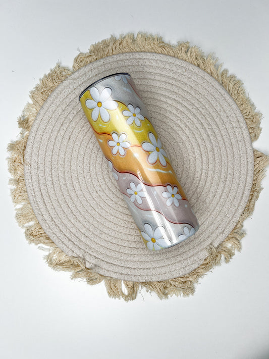 Groovy 3D Flowers 20oz tumbler, Retro Flowers custom tumbler, Flowers custom stainless tumbler