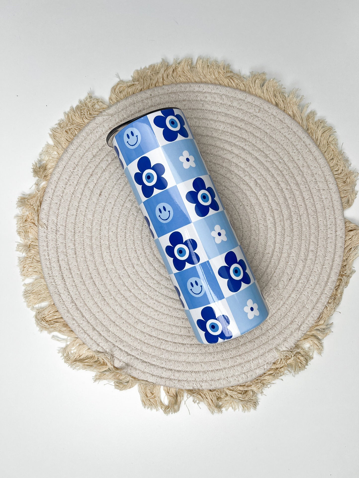 Groovy Flowers 20oz tumbler, Evil Eye Flowers custom tumbler, Protection custom stainless tumbler