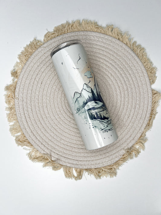 Adventure 20oz tumbler, Mountain custom tumbler, Compass custom stainless tumbler