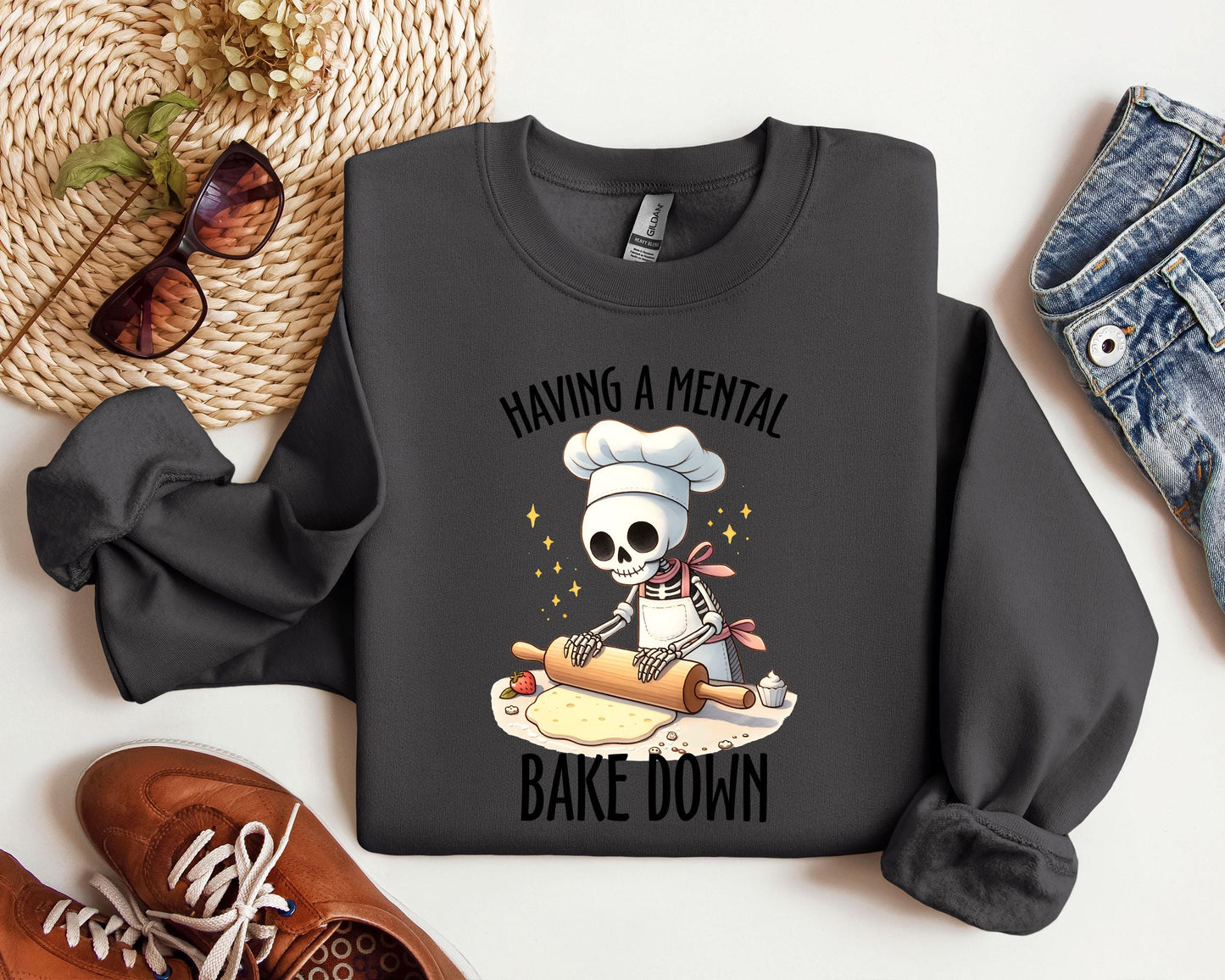 Having A Mental Bake Down Sweatshirt, Mental Bake Down Sweater, Baker Sweater, Funny Sweater