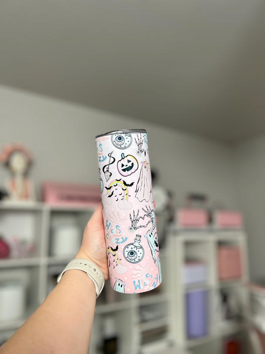 Witches Be Crazy 20oz tumbler, Pink Spooky custom tumbler, Spooky custom stainless tumbler