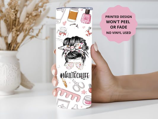 Nail Tech Gifts, Nail Tech Tumbler, Nail Artist Gift, Nail Tech, 20oz Skinny Tumbler with Lid & Straw