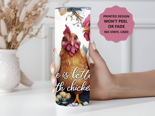 Chickens Tumbler, Chicken Lover Tumbler, Gift, 20oz Skinny Tumbler with Lid & Straw
