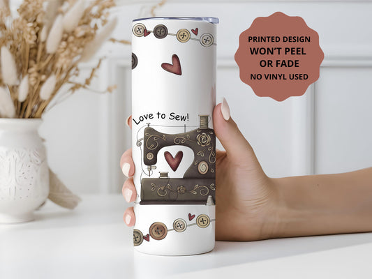 Sewing Lover Tumber, Sewing Tumbler, May Your Bobbin Be Full Gift, Sewing Lover Gift, 20oz Skinny Tumbler with Lid & Straw