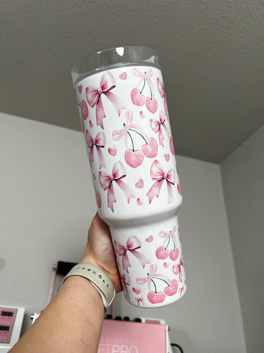 Coquette 40oz tumbler, Bows quencher, Coquette custom tumbler