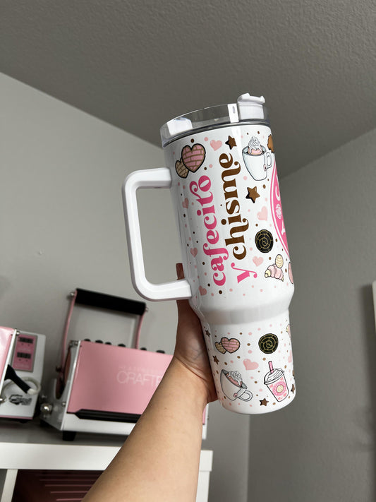Cafecito Y Chisme 40oz tumbler, Cafecito quencher, Coffee custom tumbler