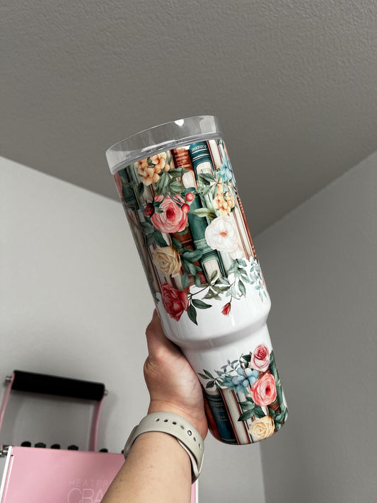 Easily Distracted By Books 40oz tumbler, Books quencher, Book Lover custom tumbler
