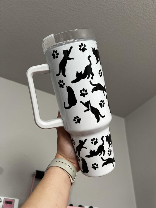 Cat Lover 40oz tumbler, Cats custom tumbler, I Love Cats custom stainless tumbler