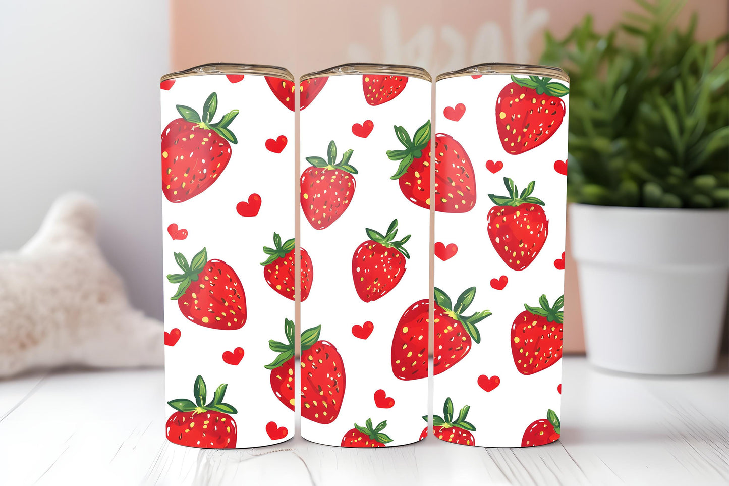 Coquette Strawberries 20oz tumbler, Girly tumbler, Coquette custom stainless tumbler