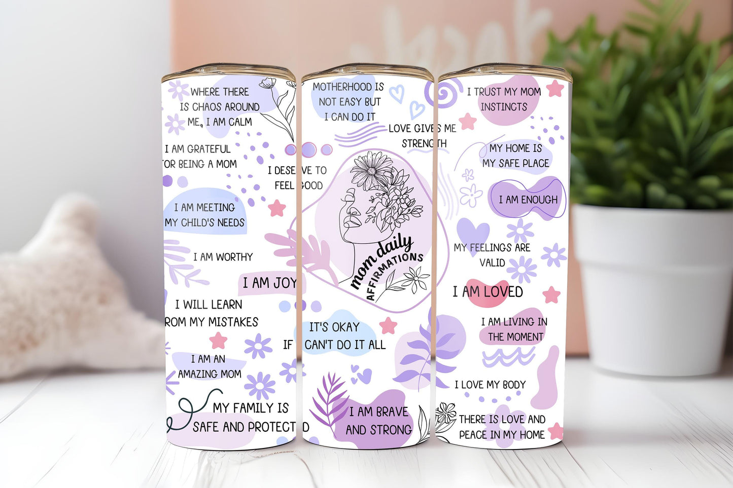 Mom Affirmations 20oz tumbler, Mom custom tumbler, Mama custom stainless tumbler