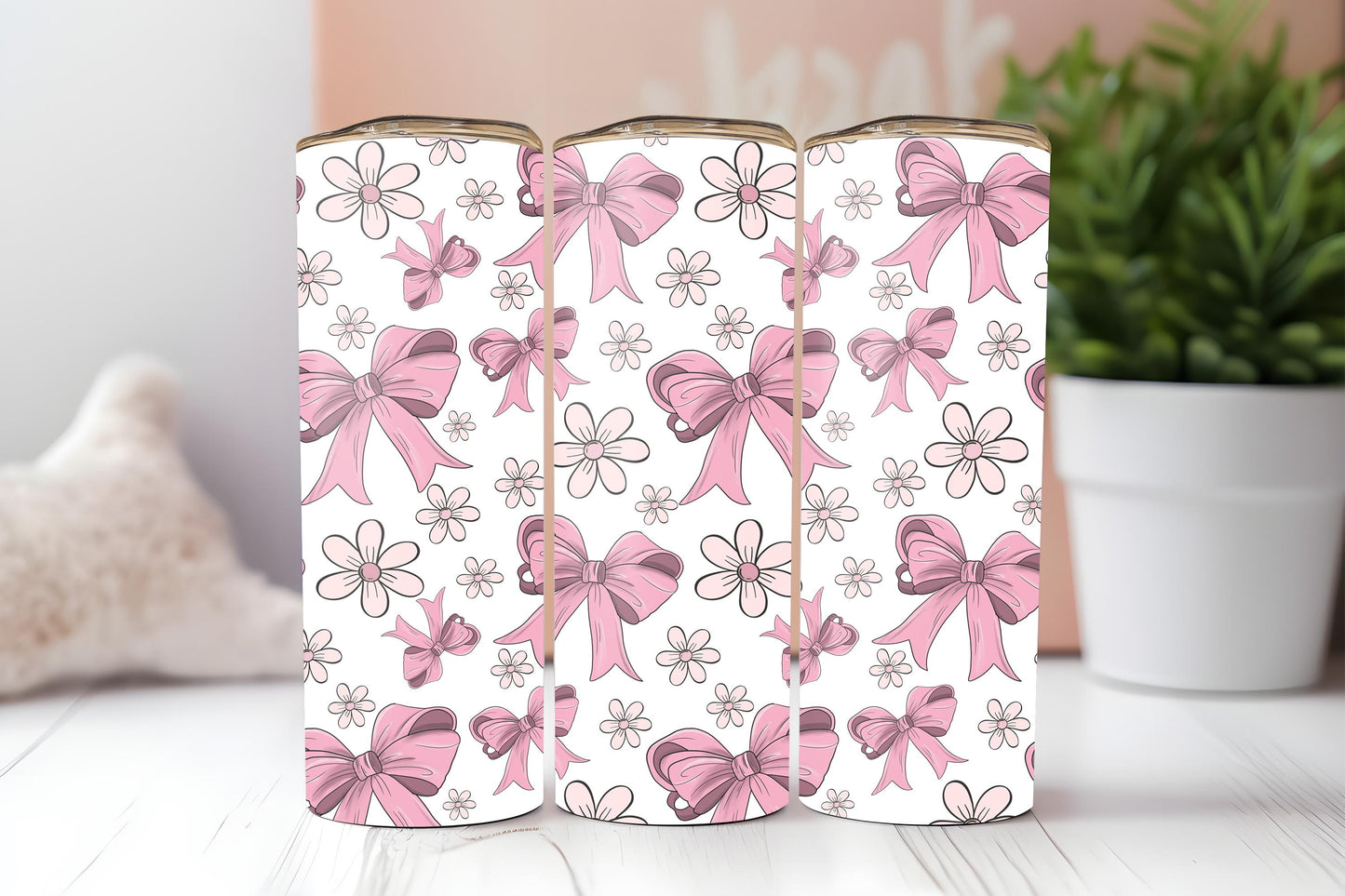 Coquette Bows 20oz tumbler, Girly tumbler, Coquette custom stainless tumbler