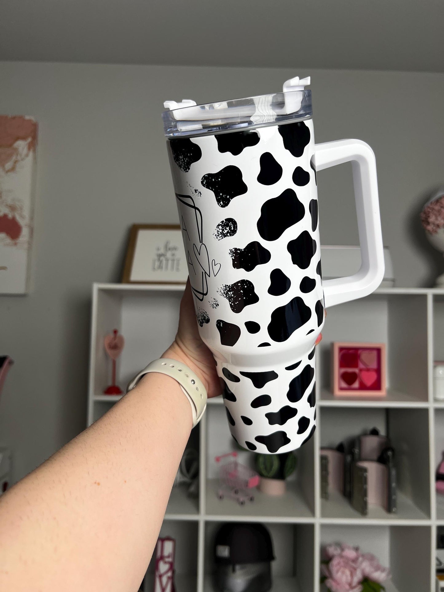 Mama 40oz tumbler, Mom quencher, Cow Print custom tumbler