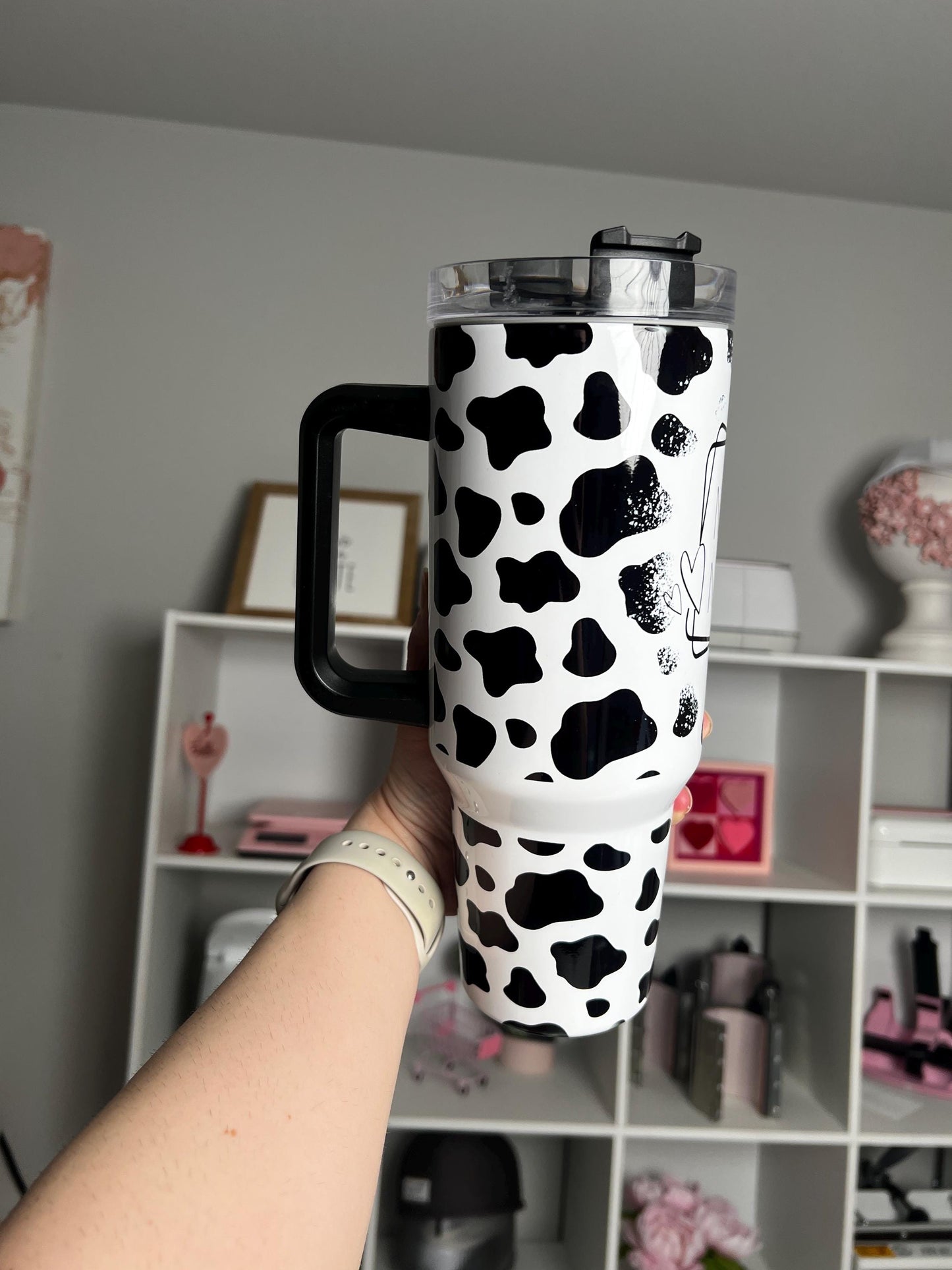 Mama 40oz tumbler, Mom quencher, Cow Print custom tumbler