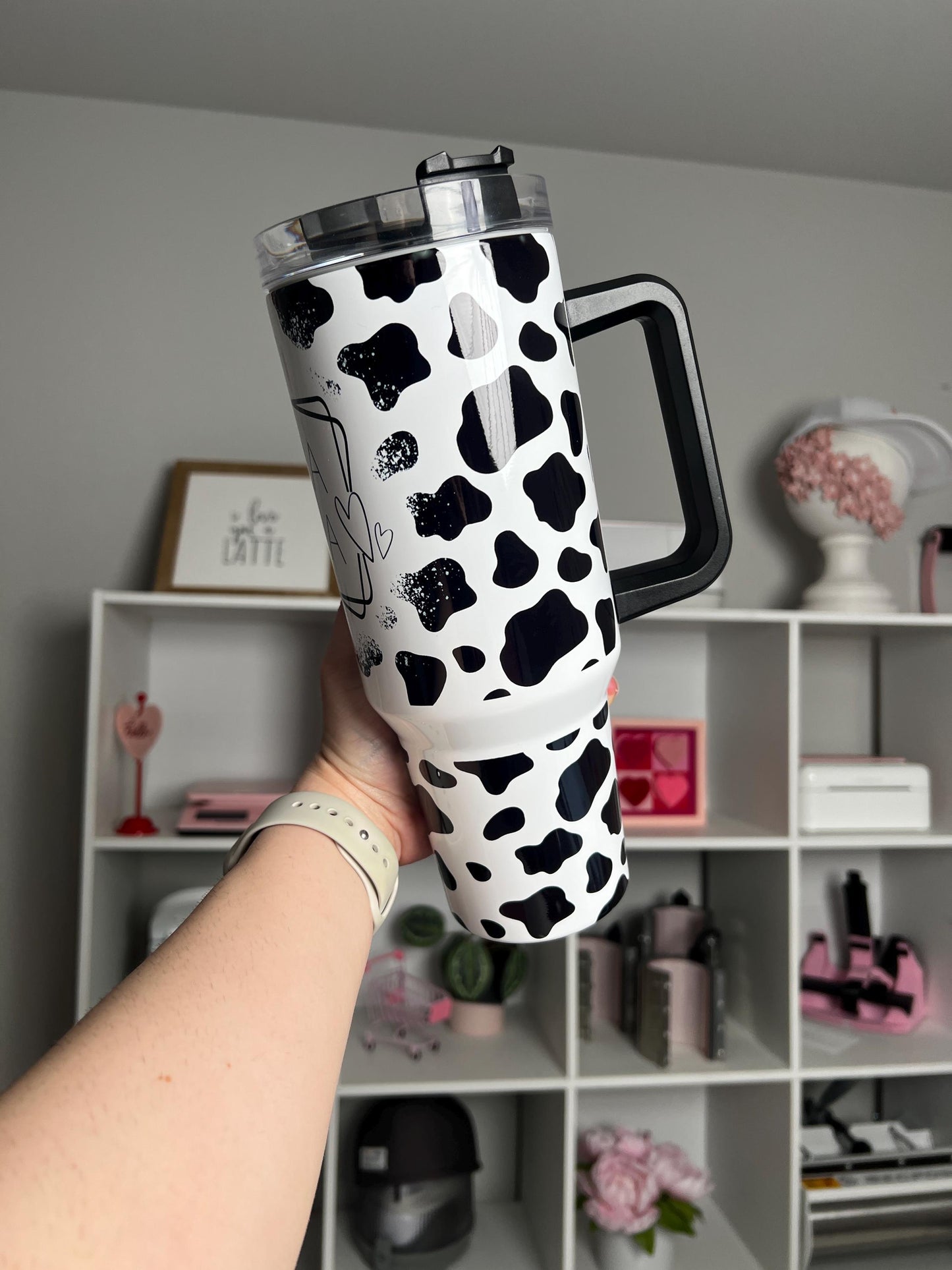 Mama 40oz tumbler, Mom quencher, Cow Print custom tumbler