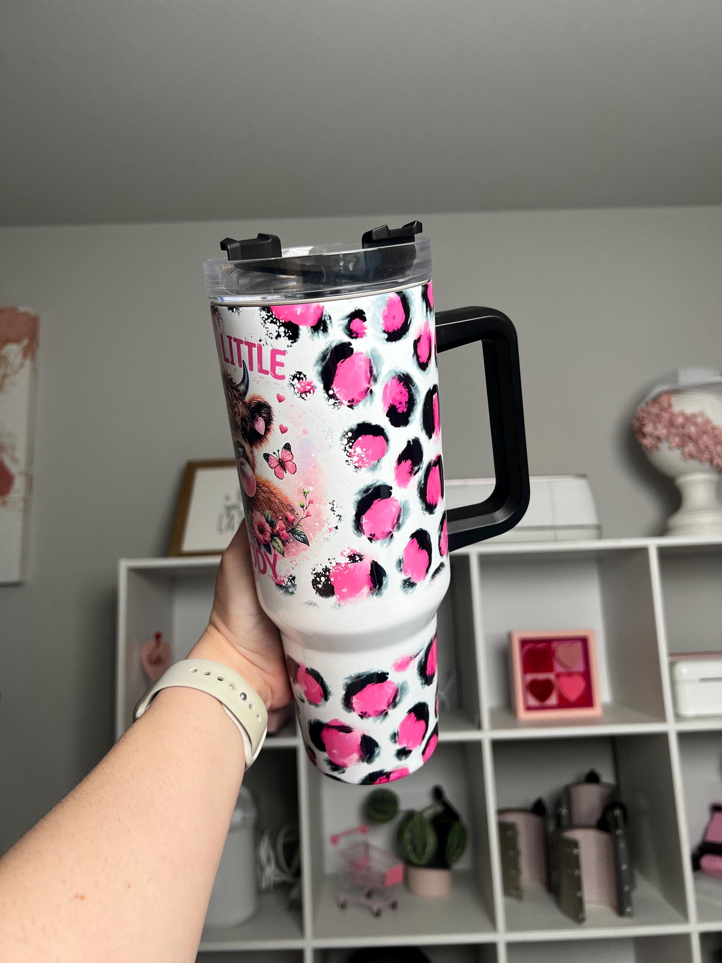 Just A Little Moody 40oz tumbler, Funny quencher, Cow Print custom tumbler