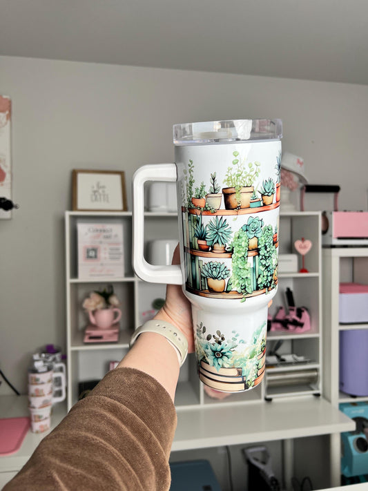 Plant Lover 40oz tumbler, Plants quencher, Plants custom tumbler