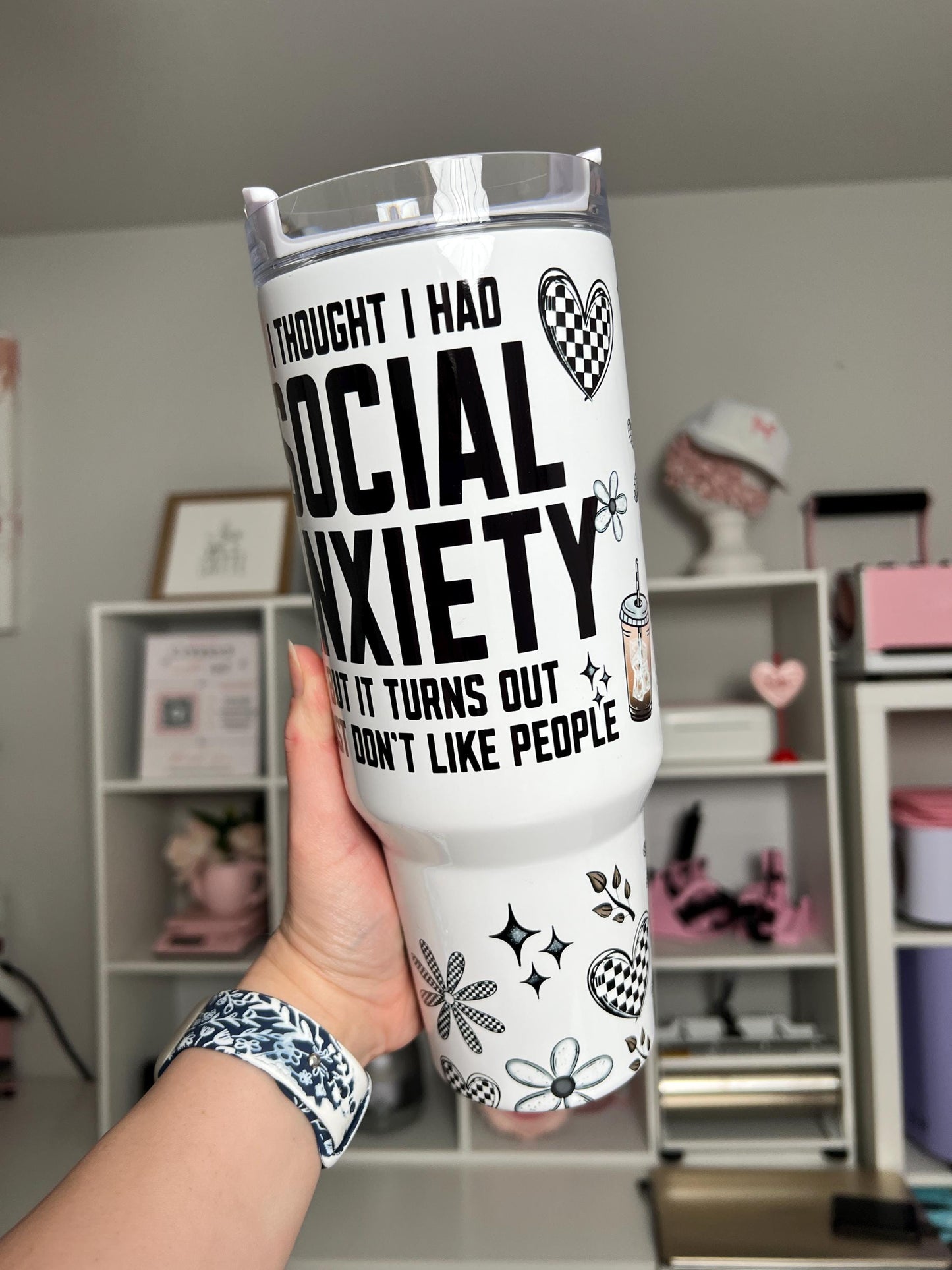 Social Anxiety 40oz tumbler, Funny quencher, Don't Like People custom tumbler