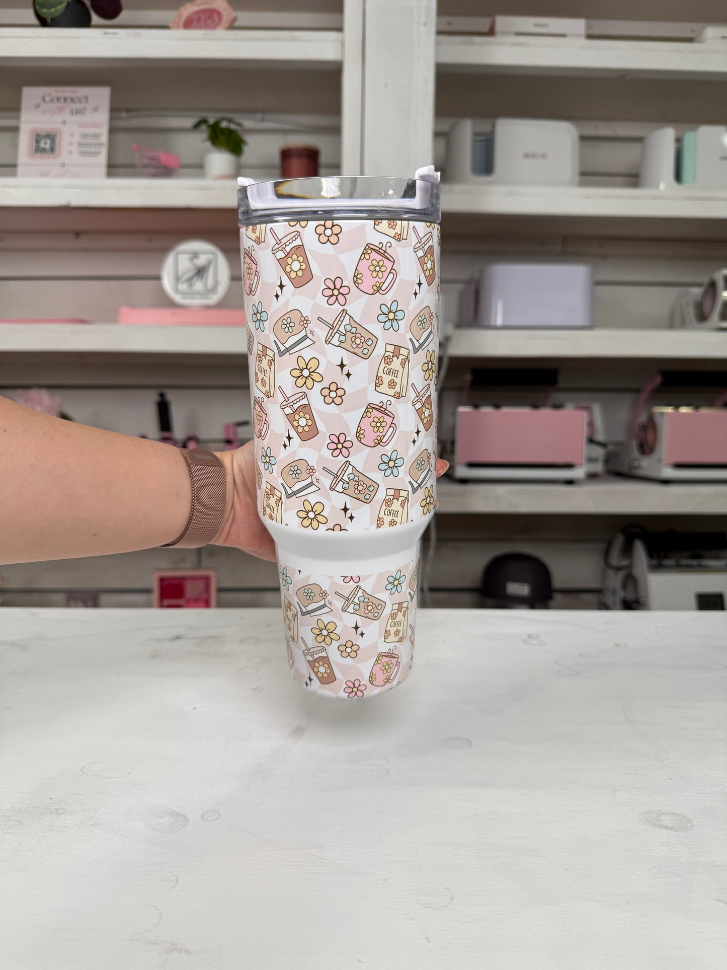 Coffee Lover 40oz tumbler, Retro Coffee quencher, Coffee custom tumbler