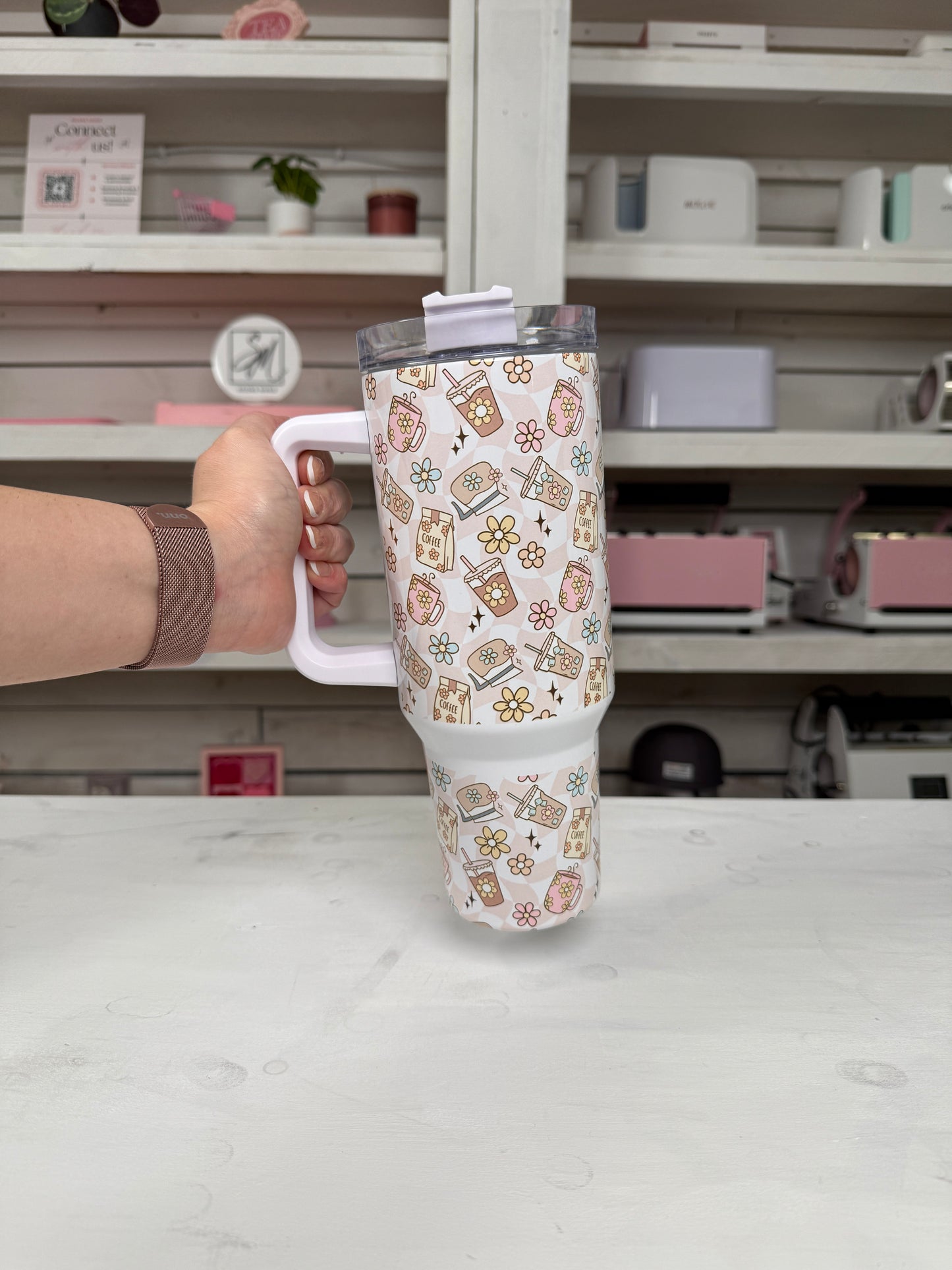 Coffee Lover 40oz tumbler, Retro Coffee quencher, Coffee custom tumbler