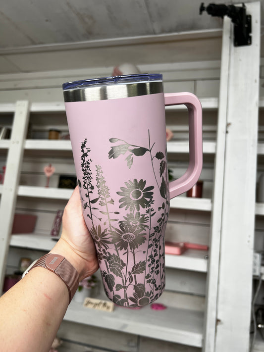 Floral Engraved 40oz Tumbler