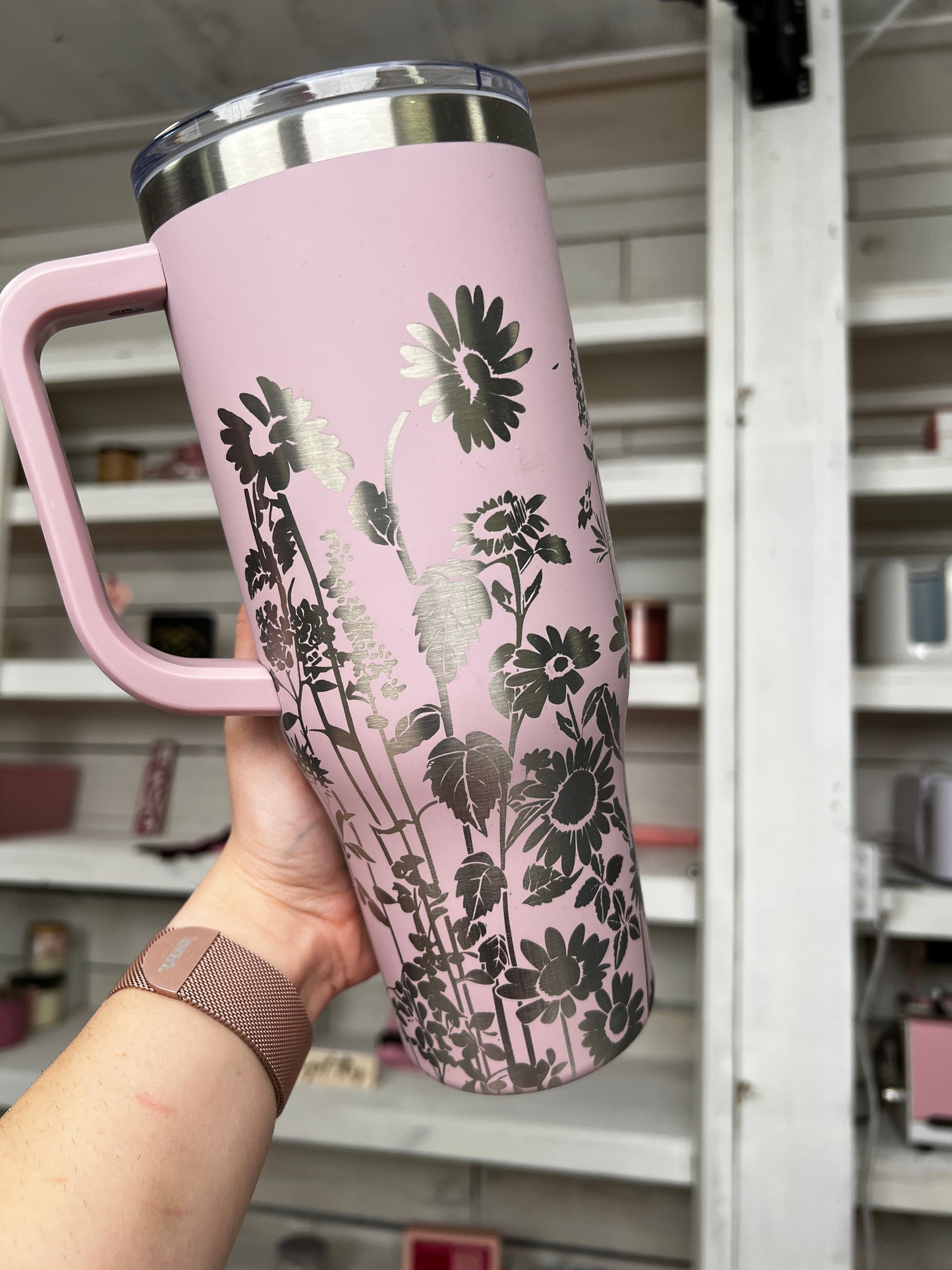 Floral Engraved 40oz Tumbler