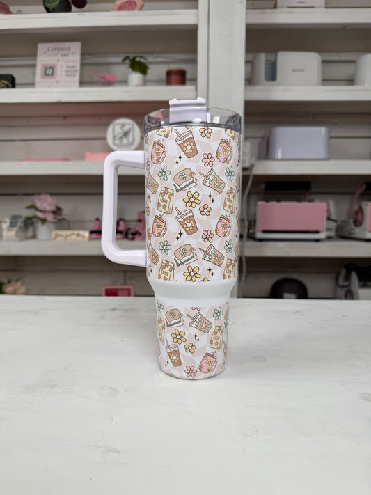 Coffee Lover 40oz tumbler, Retro Coffee quencher, Coffee custom tumbler