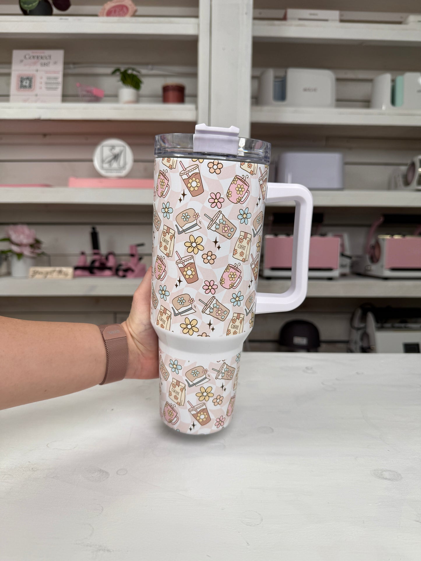 Coffee Lover 40oz tumbler, Retro Coffee quencher, Coffee custom tumbler